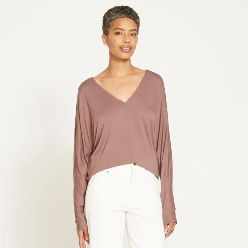NWOT universal standard liquid jersey vneck dolman top mauve
